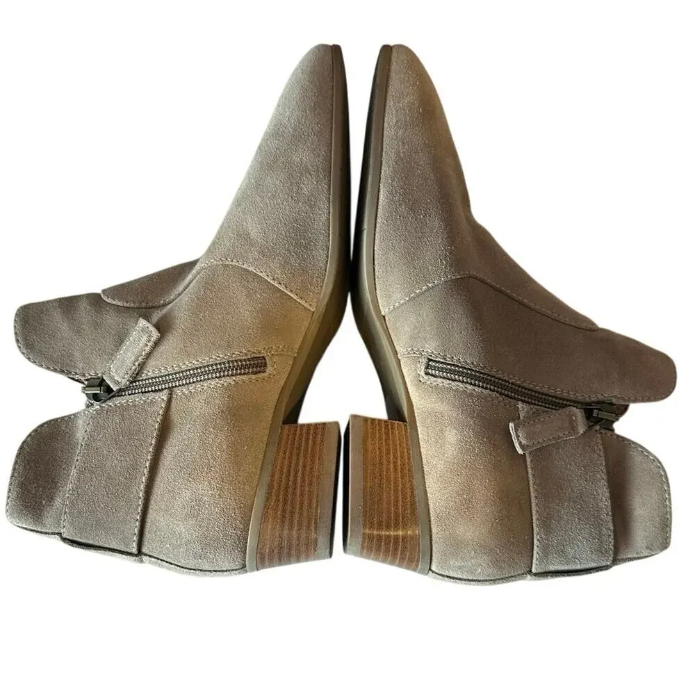 Aquatalia Women’s Fiamma Ankle Boots Size 7 Tan Suede Leather Water Resistant‎